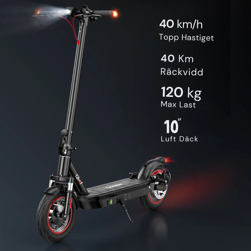 iScooter i10 ElScooter 25km/h - 650W 36V 15Ah 40km Räckvidd Scootly