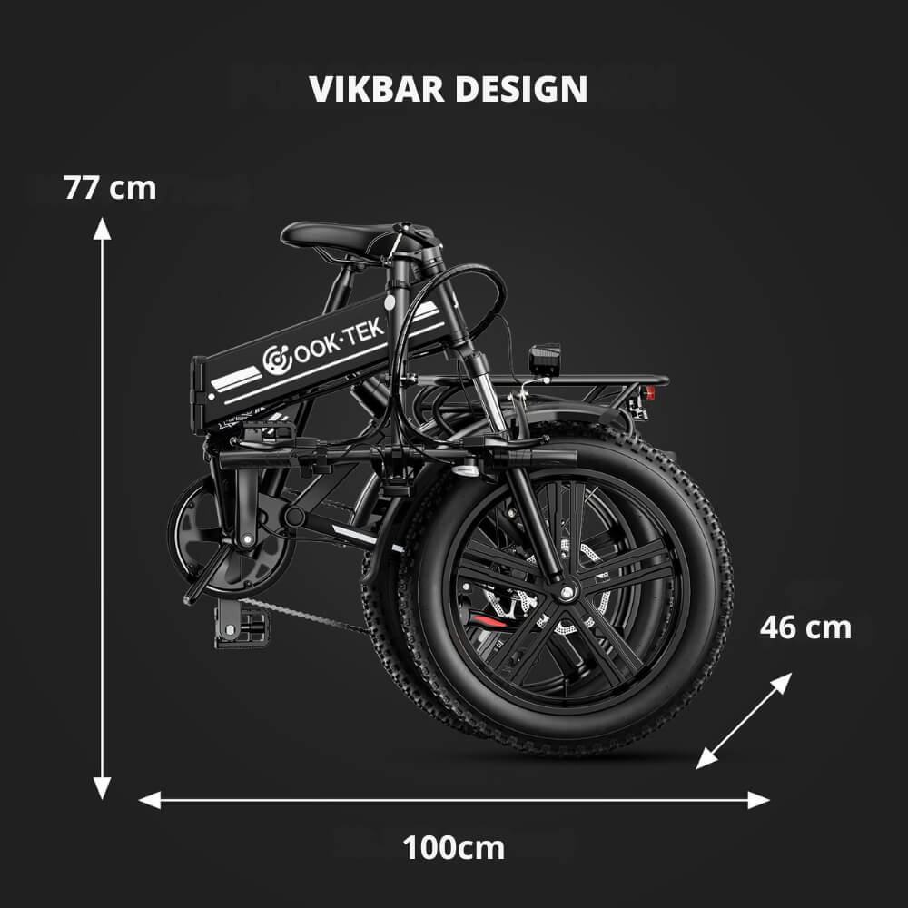 OOK-TEK Hopfällbar El-Cykel  250W 48V 15Ah | 20" Fatire  ElCykel 25km/h 80km Räckvidd Scootly