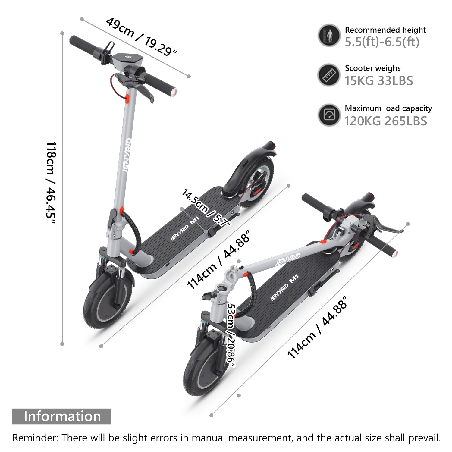 iENYRID M1 Elscooter med App – 10” Honeycomb, 36V 12,5Ah, 25 km/h (Vuxen) Scootly