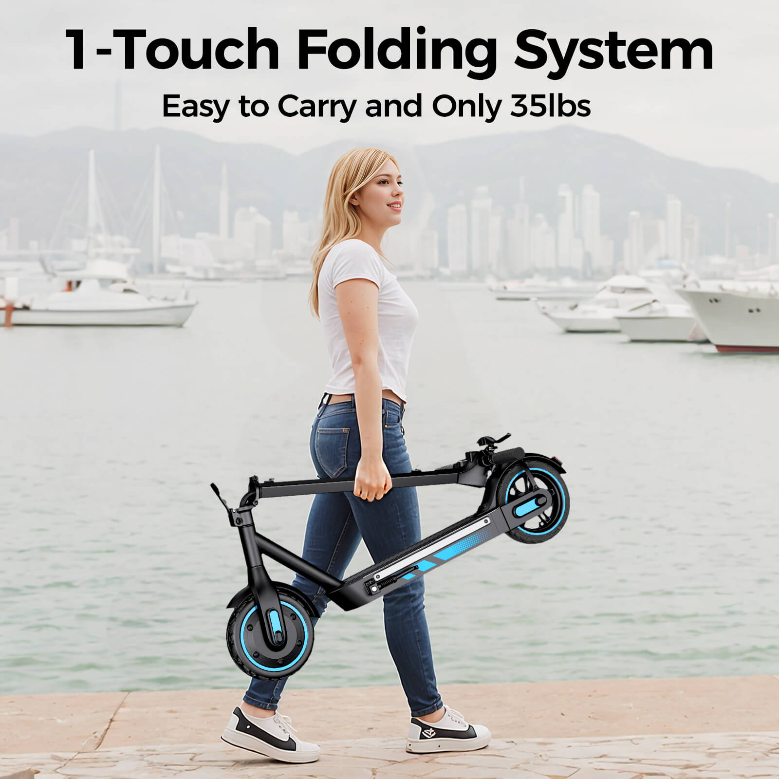 OOK-TEK V10 Pro El-Scooter 600W 40km/h  – 15 Ah, 36V Kraftfull Elsparkcykel 40km lång räckvidd Scootly